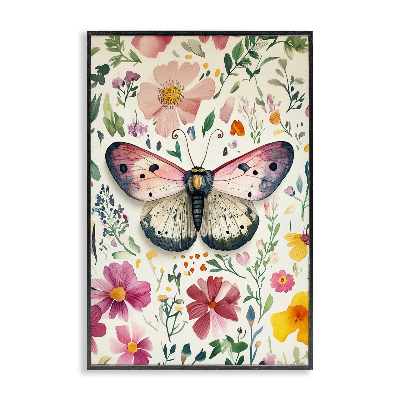 Stupell Industries Botanical Butterfly & Herbs Framed Giclee Design by The Dutch Lady